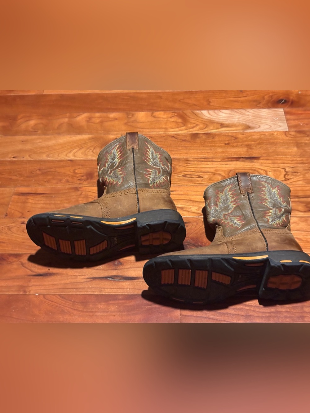 Ariat Brown Suede Cowboy Boots with Embroidered Shaft